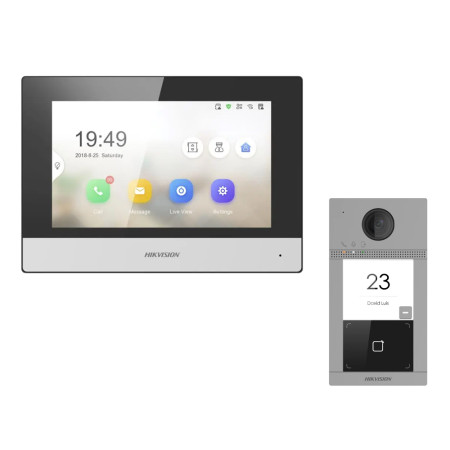 Комплект домофон Hikvision DS-KH6320-WTE1 + виклична панель DS-KV8113-WME1(B)/Flush
