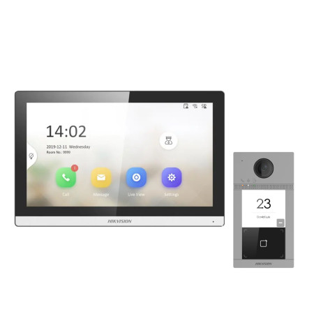 Комплект домофон Hikvision DS-KH6350-WTE1 + виклична панель DS-KV8113-WME1(B)/Flush