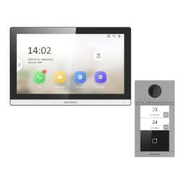 Комплект домофон Hikvision DS-KH6350-WTE1 + вызывная панель DS-KV8213-WME1(C)/Flush