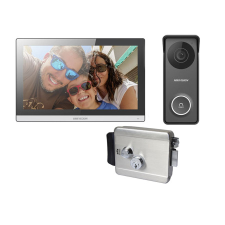 Комплект видеодомофон Hikvision DS-KIS313-P + Электромеханический замок Atis Lock SS CK