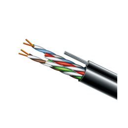 Кабель витая пара ЗЗЦМ (UTP медь уличный с тросом) Cat. 5e U/UTP PE 4х2х24 AWG + S.M.трос бухта 500м