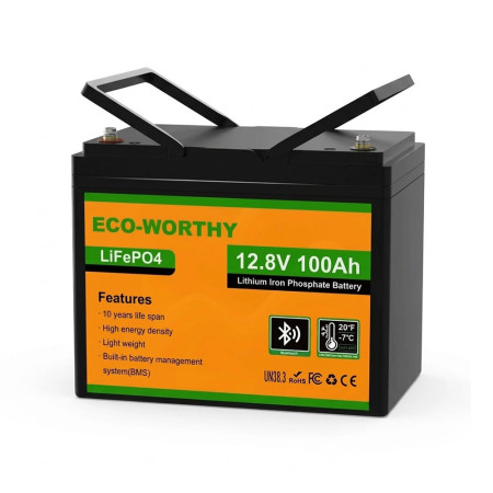 Аккумуляторная батарея Eco-Worthy LiFePO4 12В 100А/ч Bluetooth