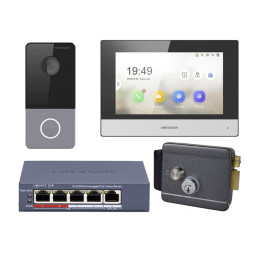Комплект домофон Hikvision DS-KH6320-WTE1 + вызывная панель DS-KV6103-PE1(С) + электромеханический замок Atis Lock G