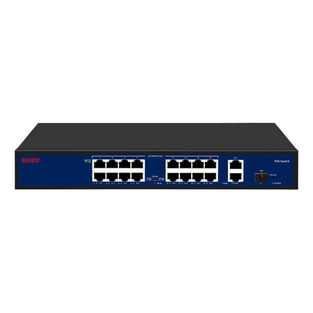 16-портовый неуправляемый PoE коммутатор Hedy HN16H2G1S-200-V1