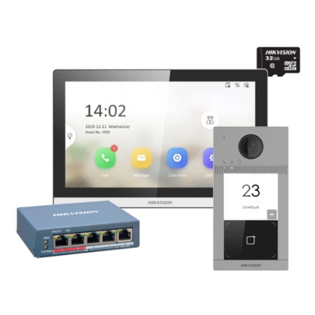 Комплект видеодомофона Hikvision DS-KV8113-WME1(B)/Flush+DS-KH6350-TE1+HS-TF