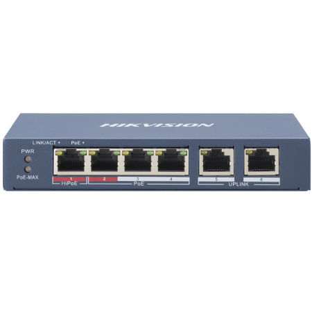 4-портовый POE коммутатор Hikvision DS-3E0106HP-E/M