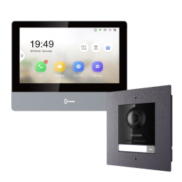 Комплект домофон Hikvision DS-KH8350-WTE1 + вызывная панель DS-KD8003-IME1(B)/Flush/Europe BV