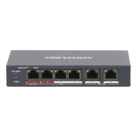 4-портовый управляемый PoE коммутатор Hikvision DS-3E1106HP-EI