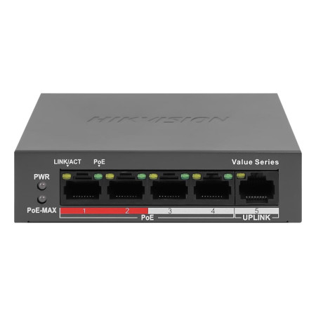 4-портовий некерований PoE комутатор Hikvision DS-3E0105P-E/M (B)